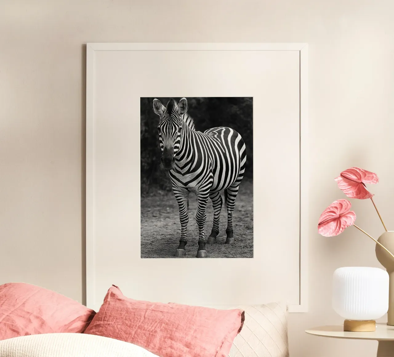 zebra fotografia in bianco e nero poster con telaio in legno da the gunduls