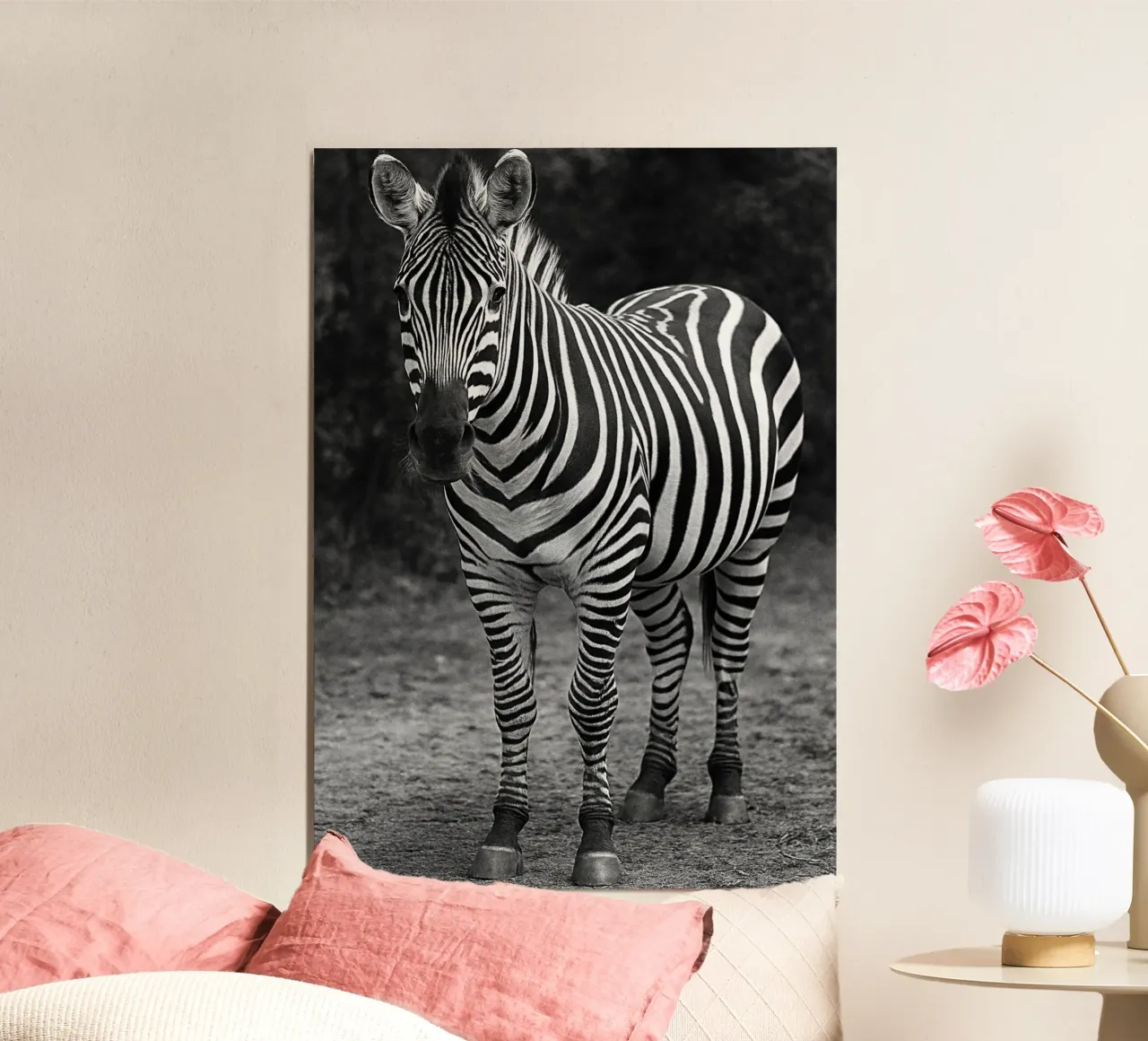 zebra fotografia in bianco e nero poster con telaio in legno da the gunduls