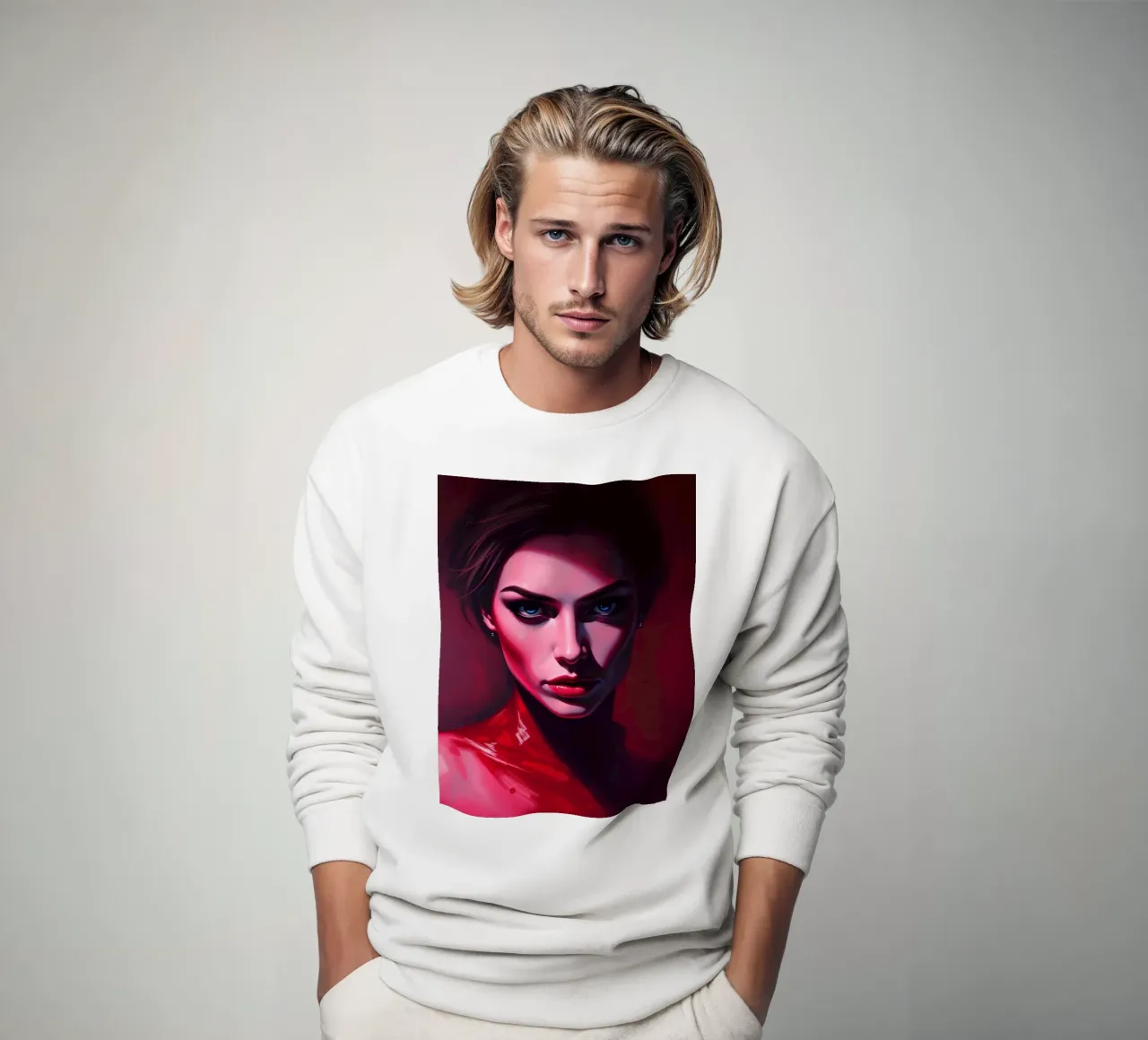 donna che mostra colori vivaci e un'espressione intensa felpa da DesignDoodle