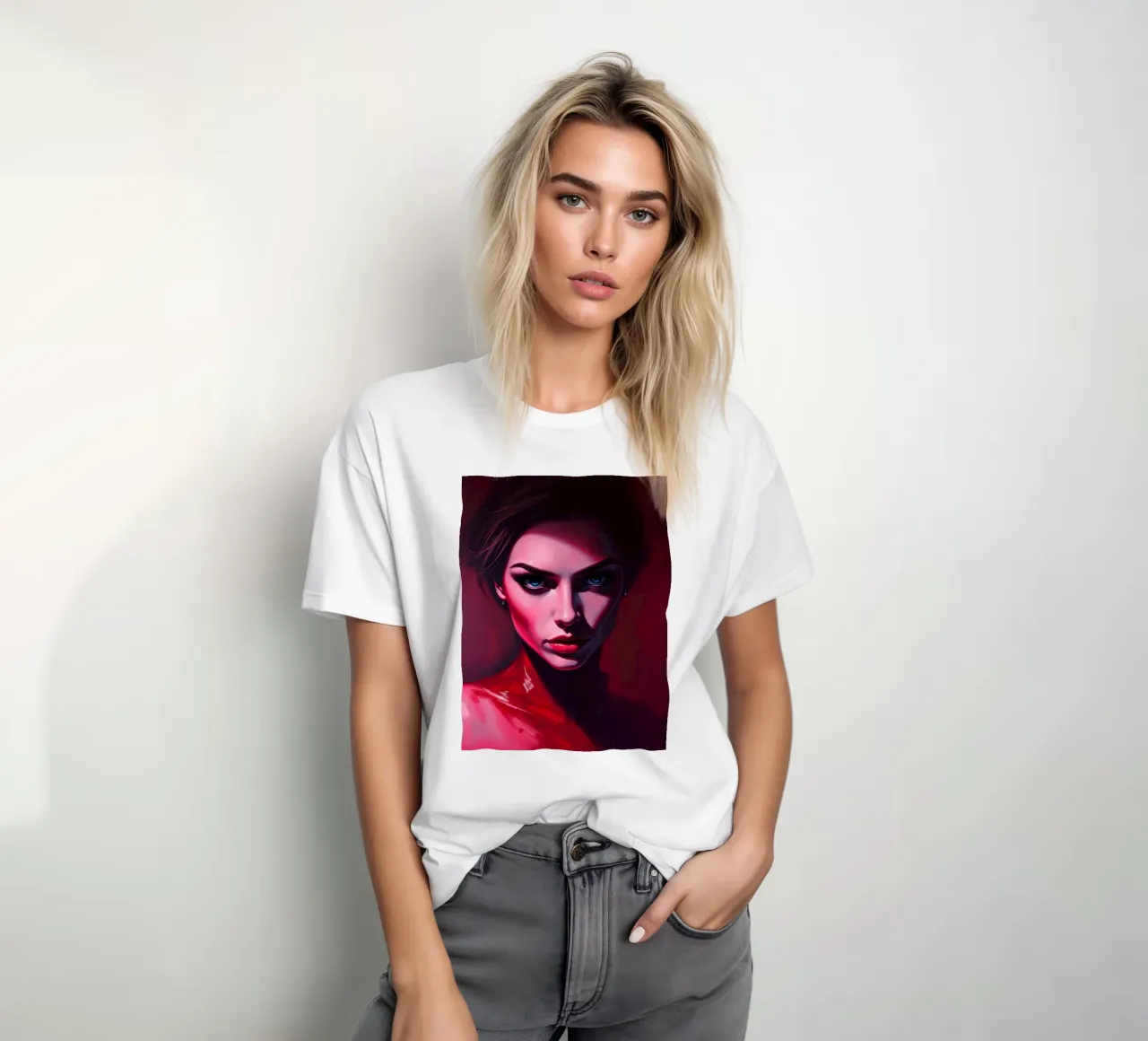 donna che mostra colori vivaci e un'espressione intensa t-shirt da DesignDoodle