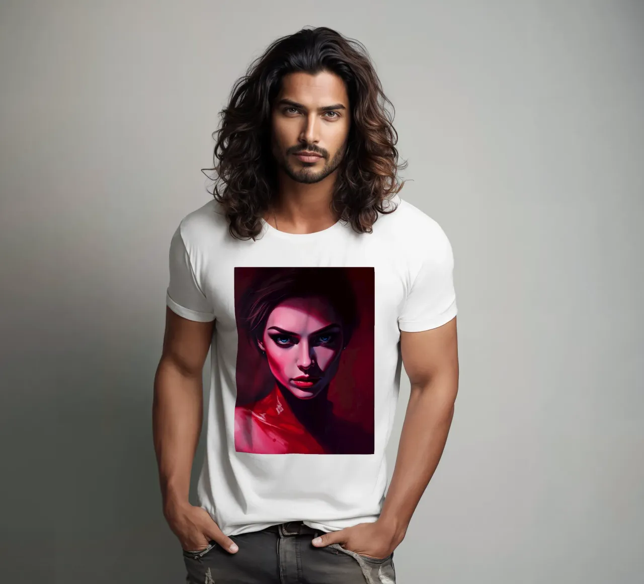 donna che mostra colori vivaci e un'espressione intensa t-shirt da DesignDoodle