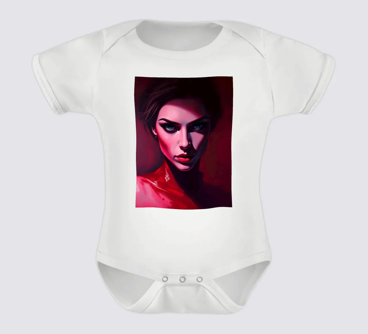 donna che mostra colori vivaci e un'espressione intensa body neonato maniche corte da DesignDoodle