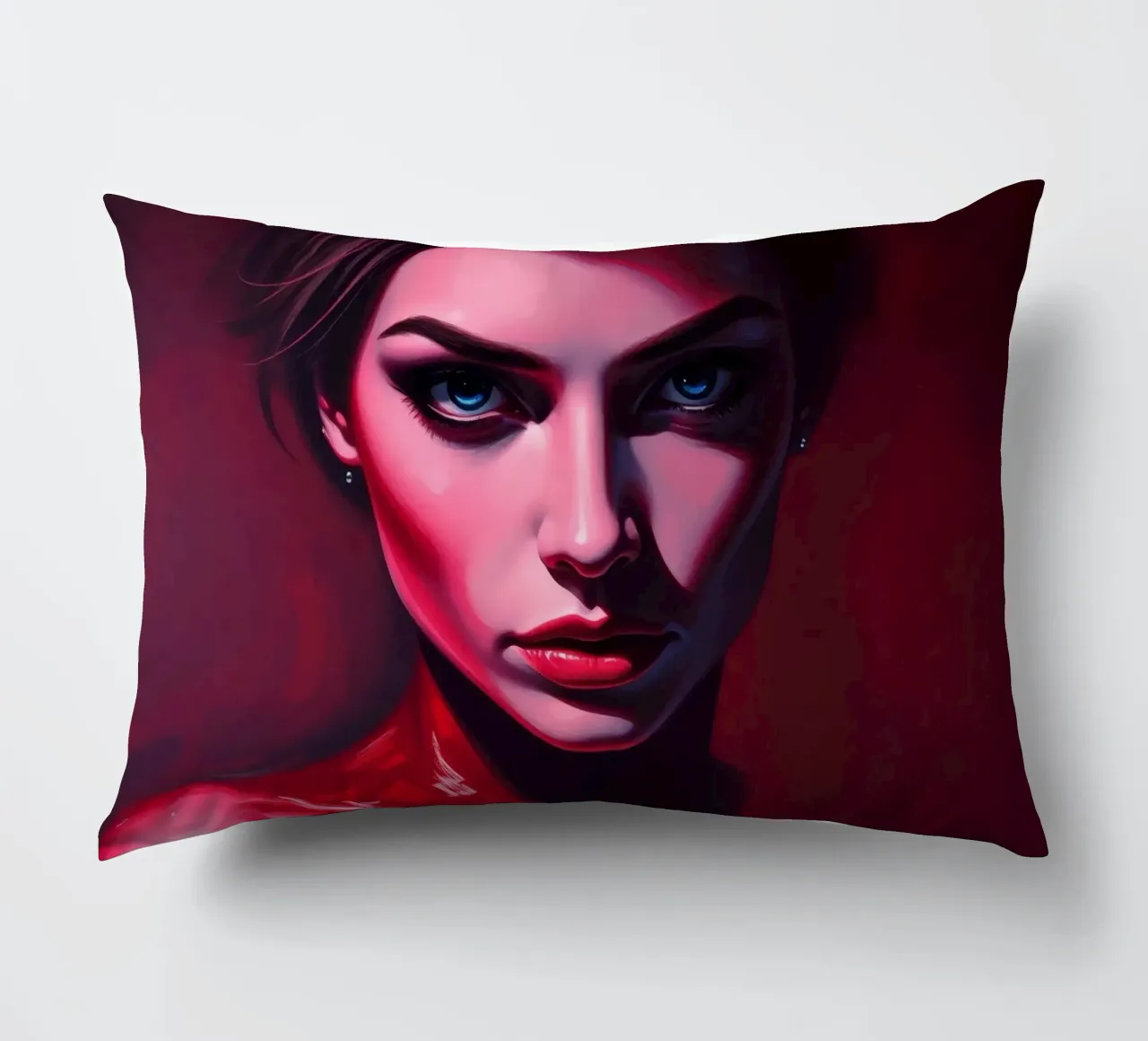 donna che mostra colori vivaci e un'espressione intensa cuscino da DesignDoodle