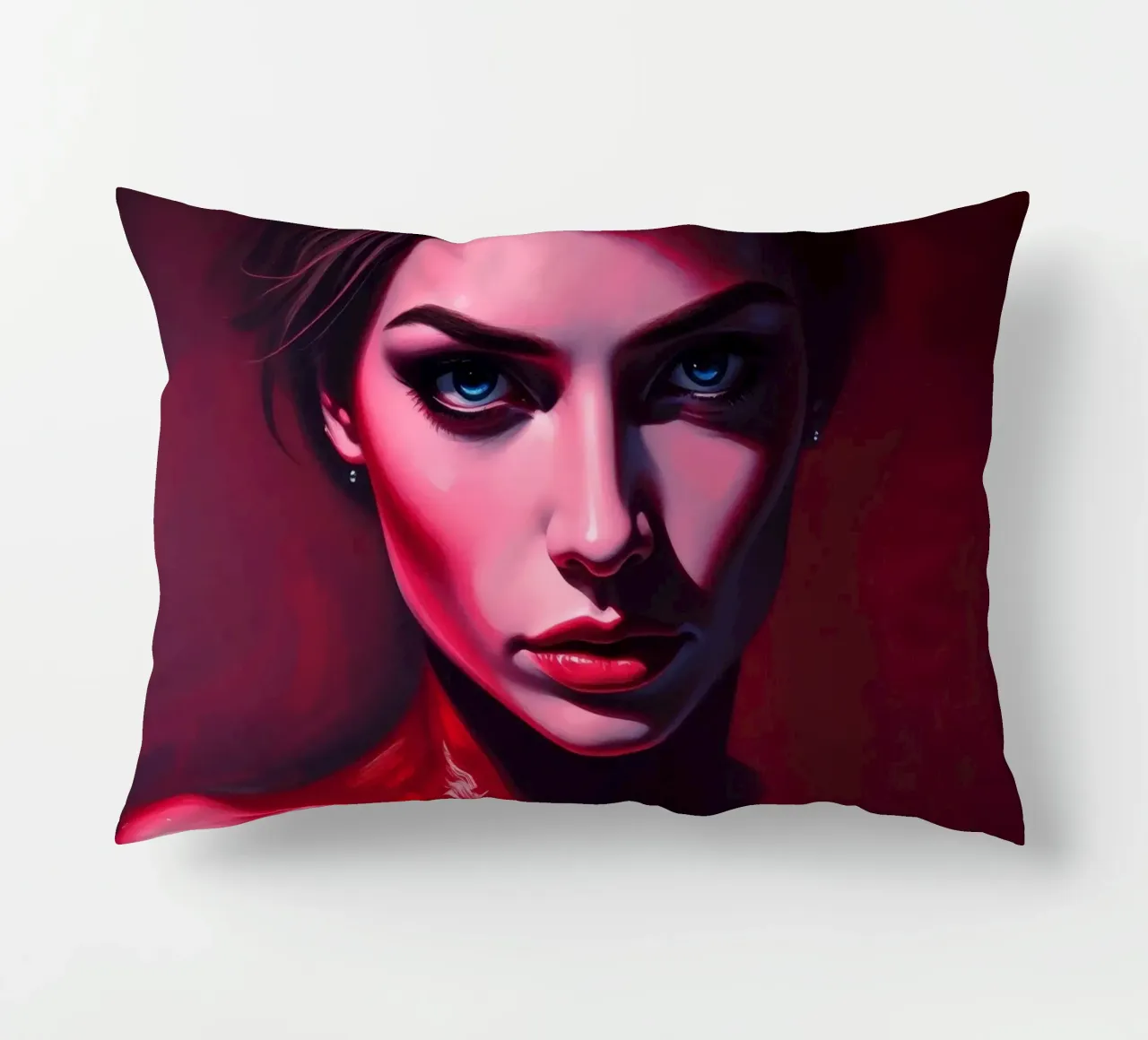 donna che mostra colori vivaci e un'espressione intensa cuscino da DesignDoodle