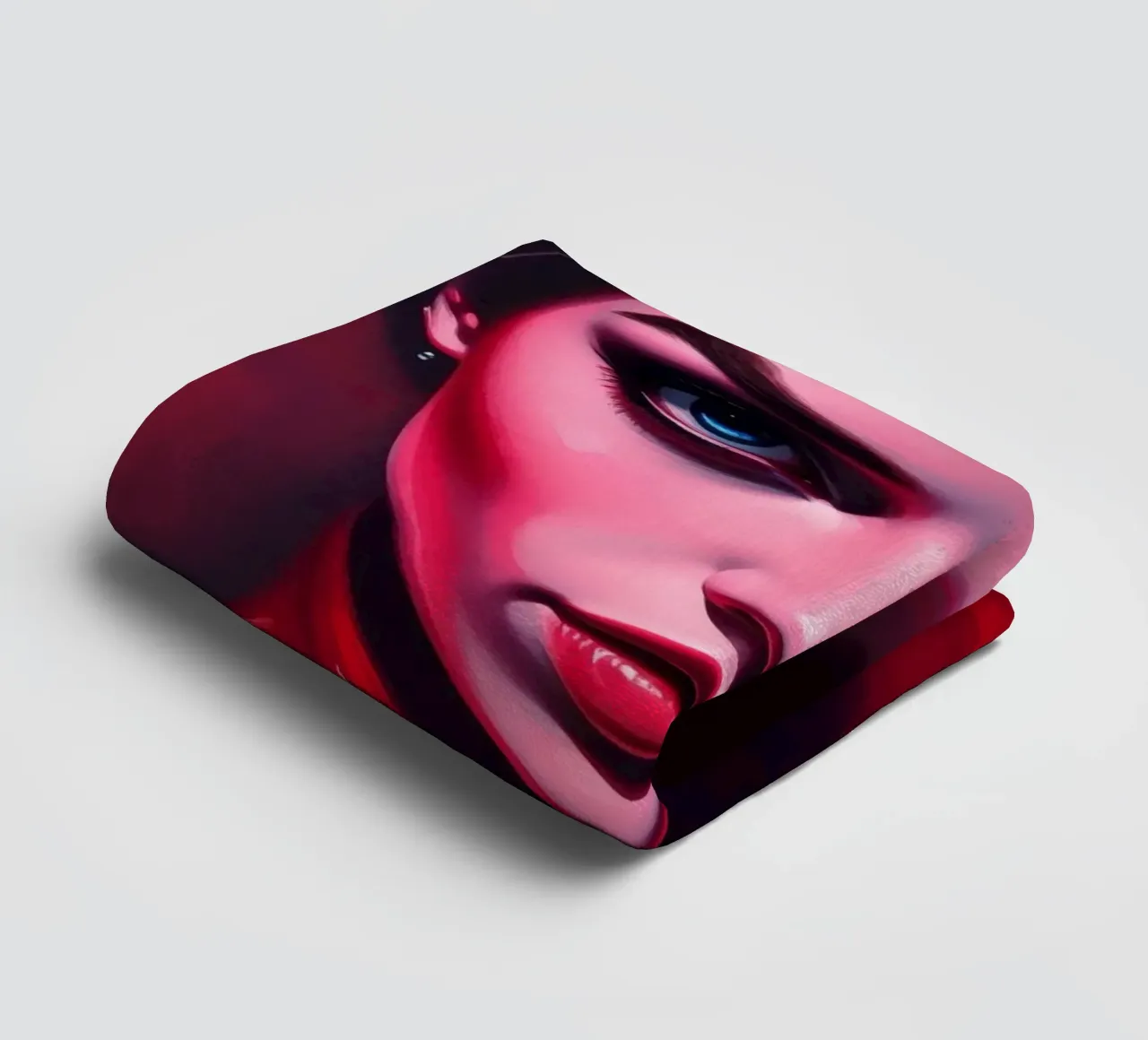 donna che mostra colori vivaci e un'espressione intensa asciugamano da bagno da DesignDoodle