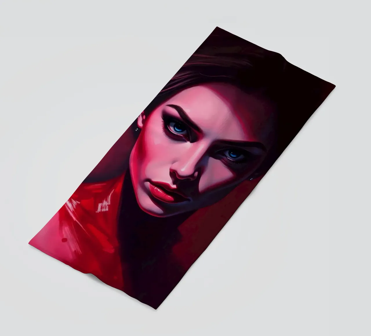 donna che mostra colori vivaci e un'espressione intensa telo mare da DesignDoodle