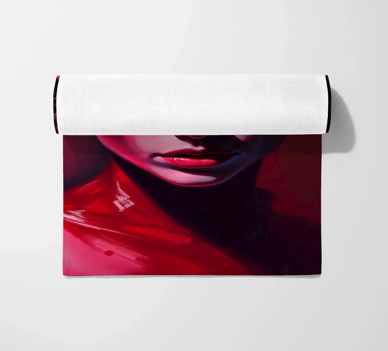 donna che mostra colori vivaci e un'espressione intensa telo mare da DesignDoodle