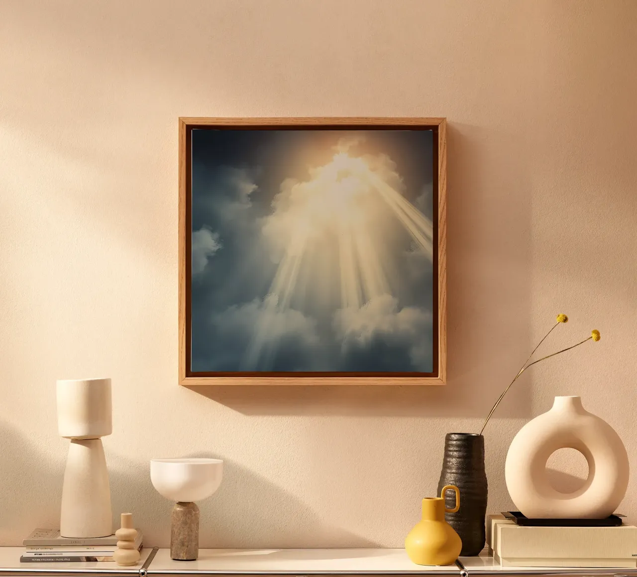 Bright rays of sunlight breaking through dark clouds canvas by DesignDoodle