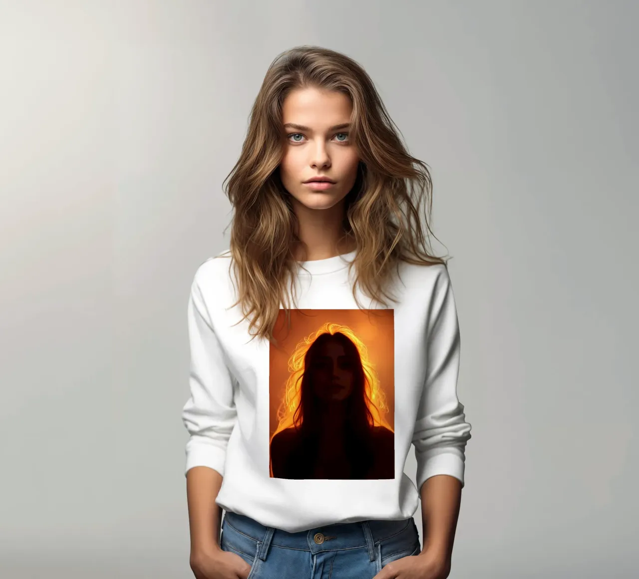 silhouette di una donna illuminata da una luce calda felpa da DesignDoodle