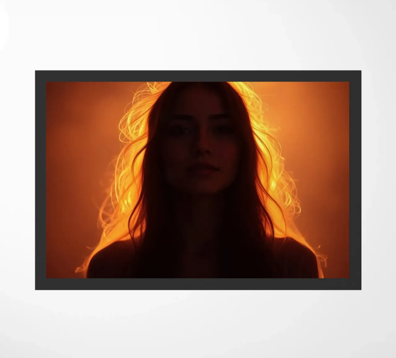 silhouette di una donna illuminata da una luce calda zerbino da DesignDoodle