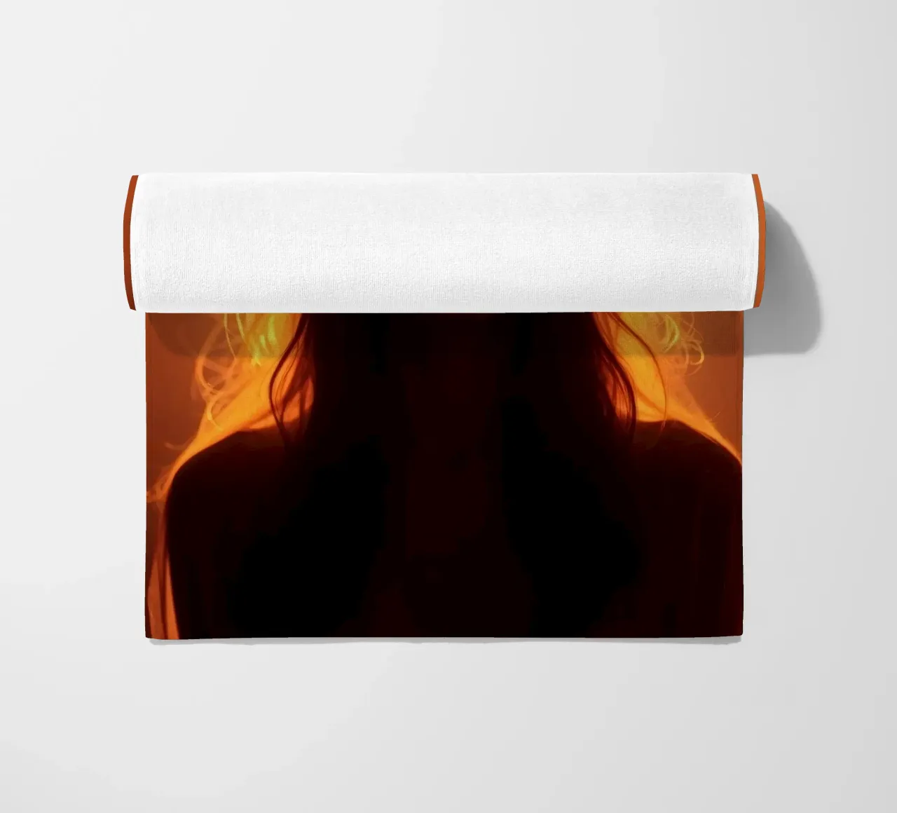 silhouette di una donna illuminata da una luce calda telo mare da DesignDoodle