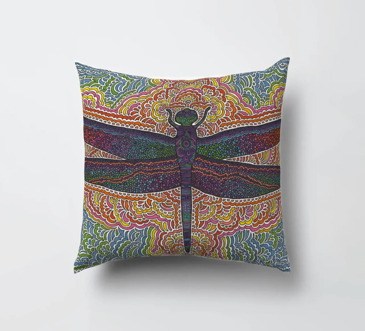 Dragonfly Drawing Meditation cuscino da KP Design
