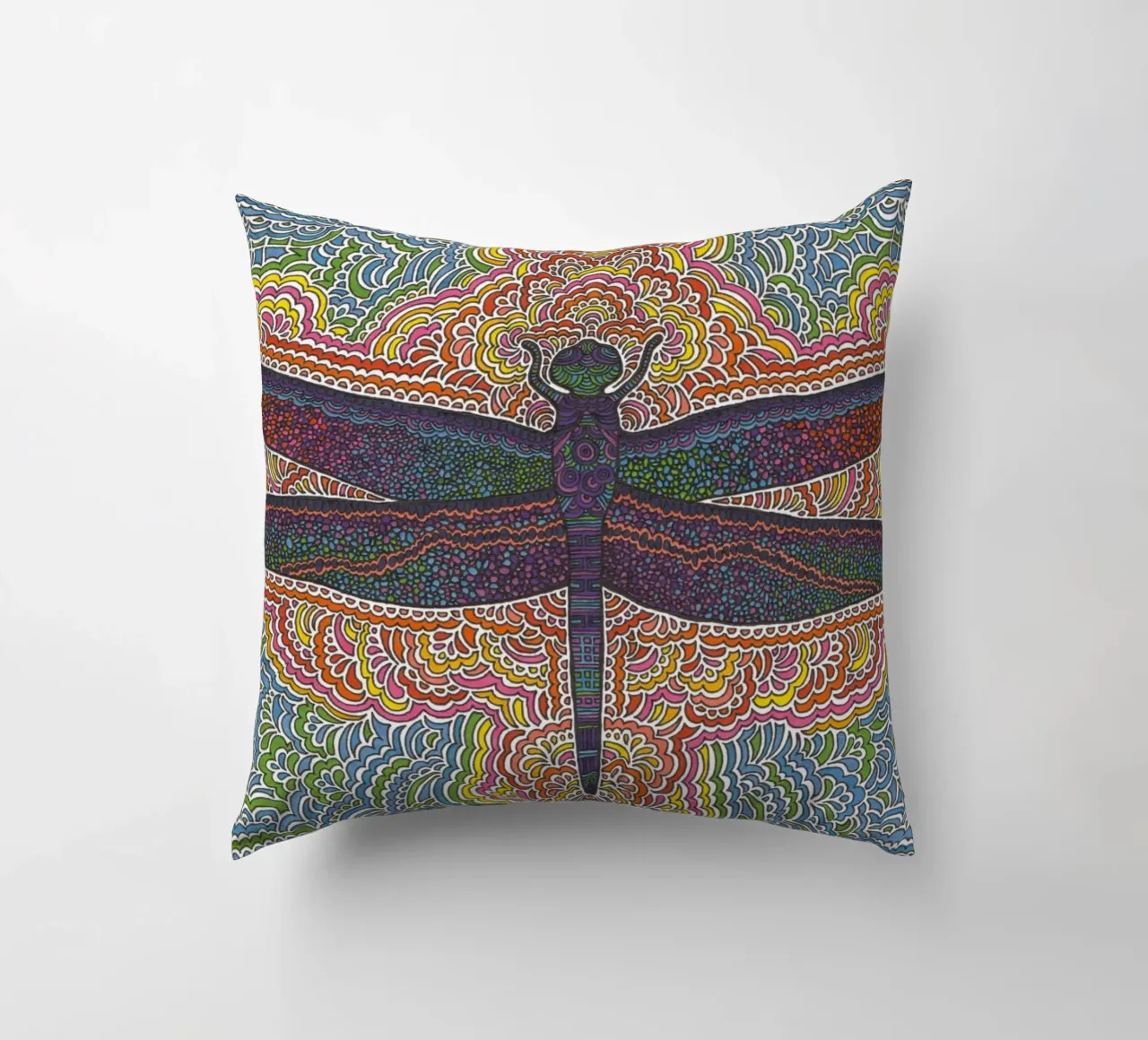 Dragonfly Drawing Meditation cuscino da KP Design