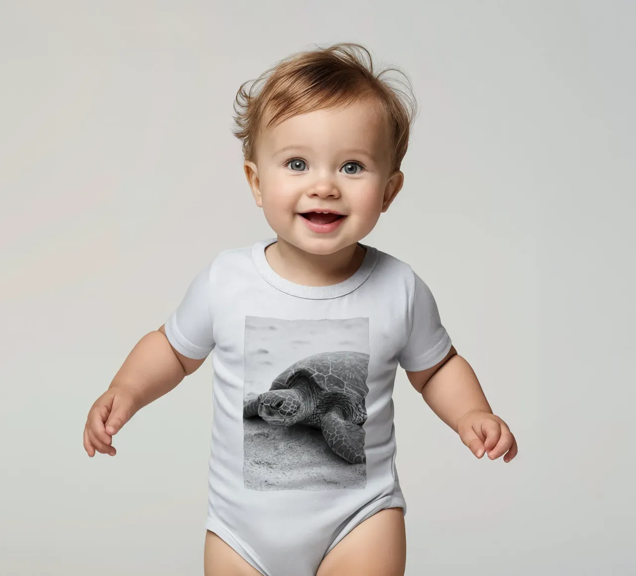turtle black and white photography short-sleeve baby romper by the gunduls