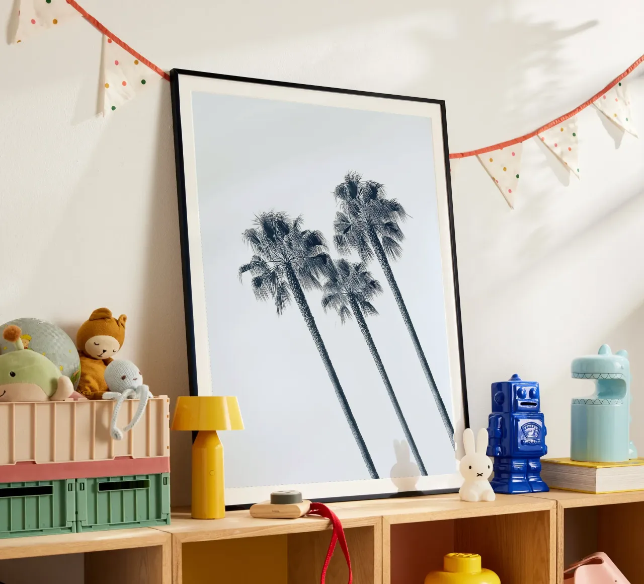 Ritmo delle palme poster con telaio in alluminio da Moon  Bloom