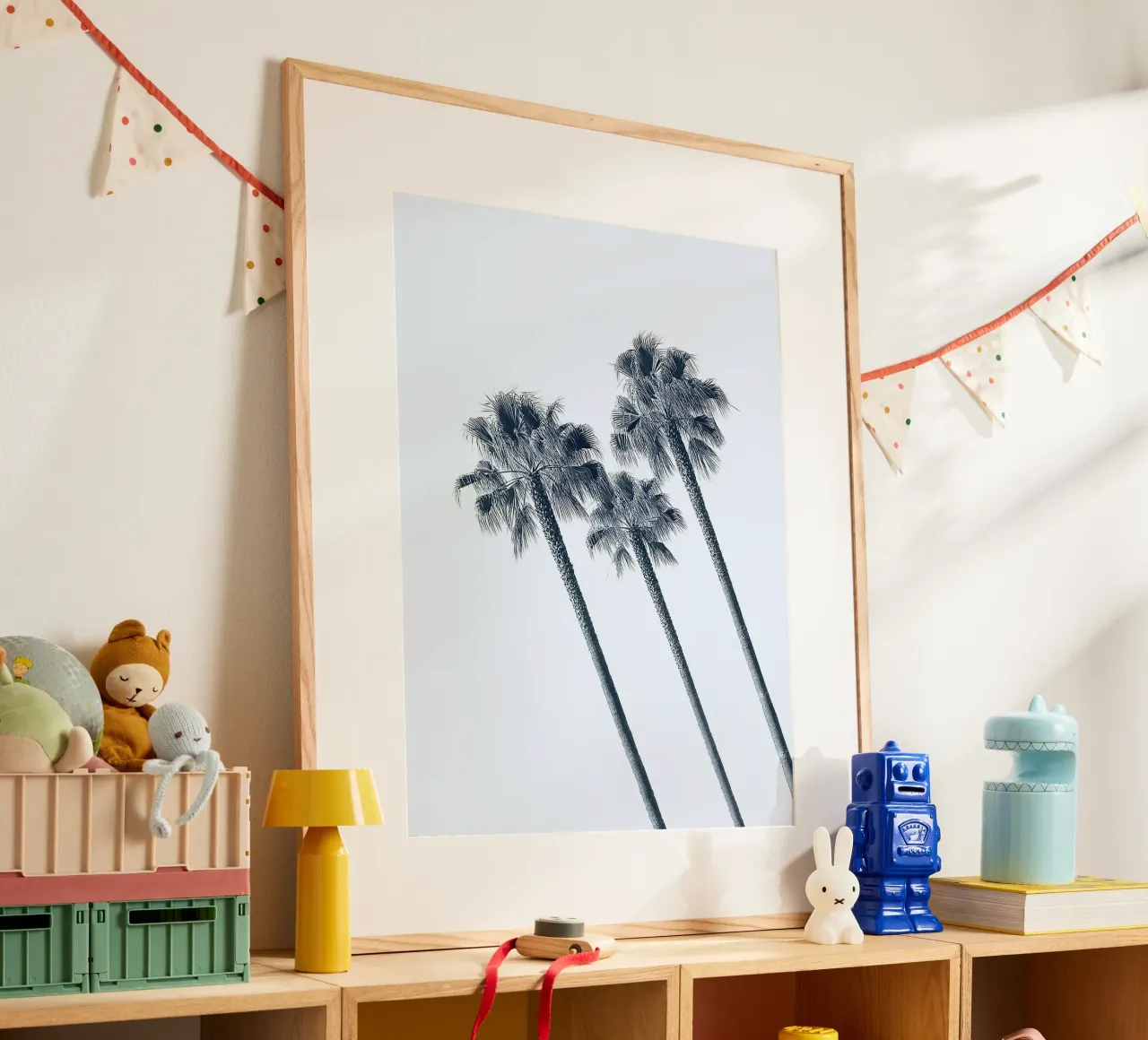Ritmo delle palme poster con telaio in alluminio da Moon  Bloom
