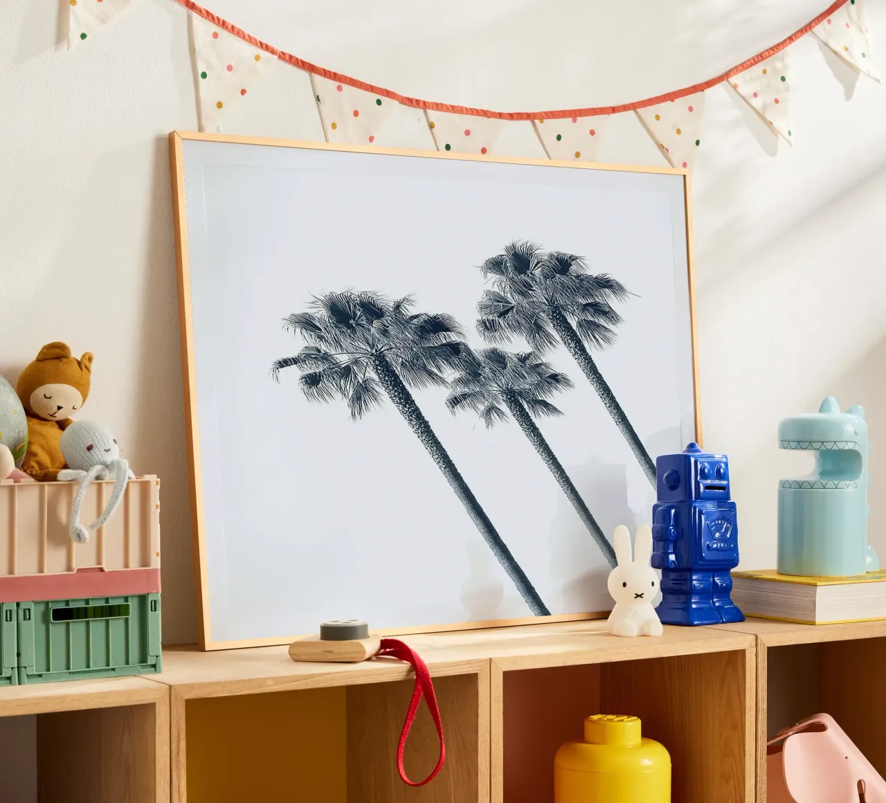 Ritmo delle palme poster con telaio in alluminio da Moon  Bloom