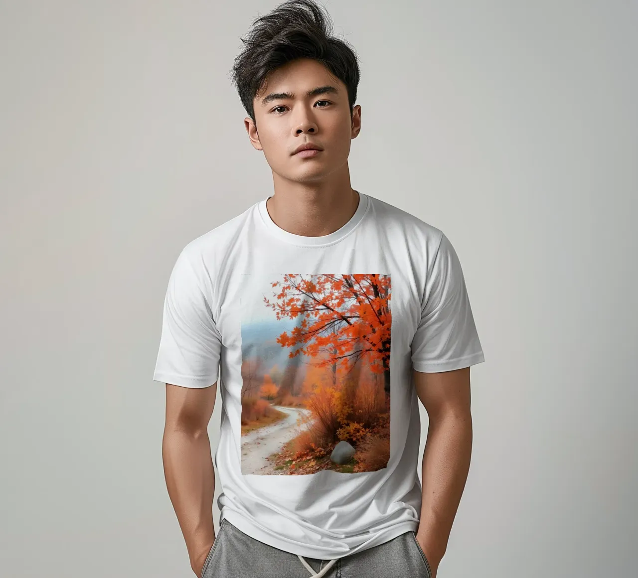 Paesaggio autunnale con foglie arancioni t-shirt da DesignDoodle