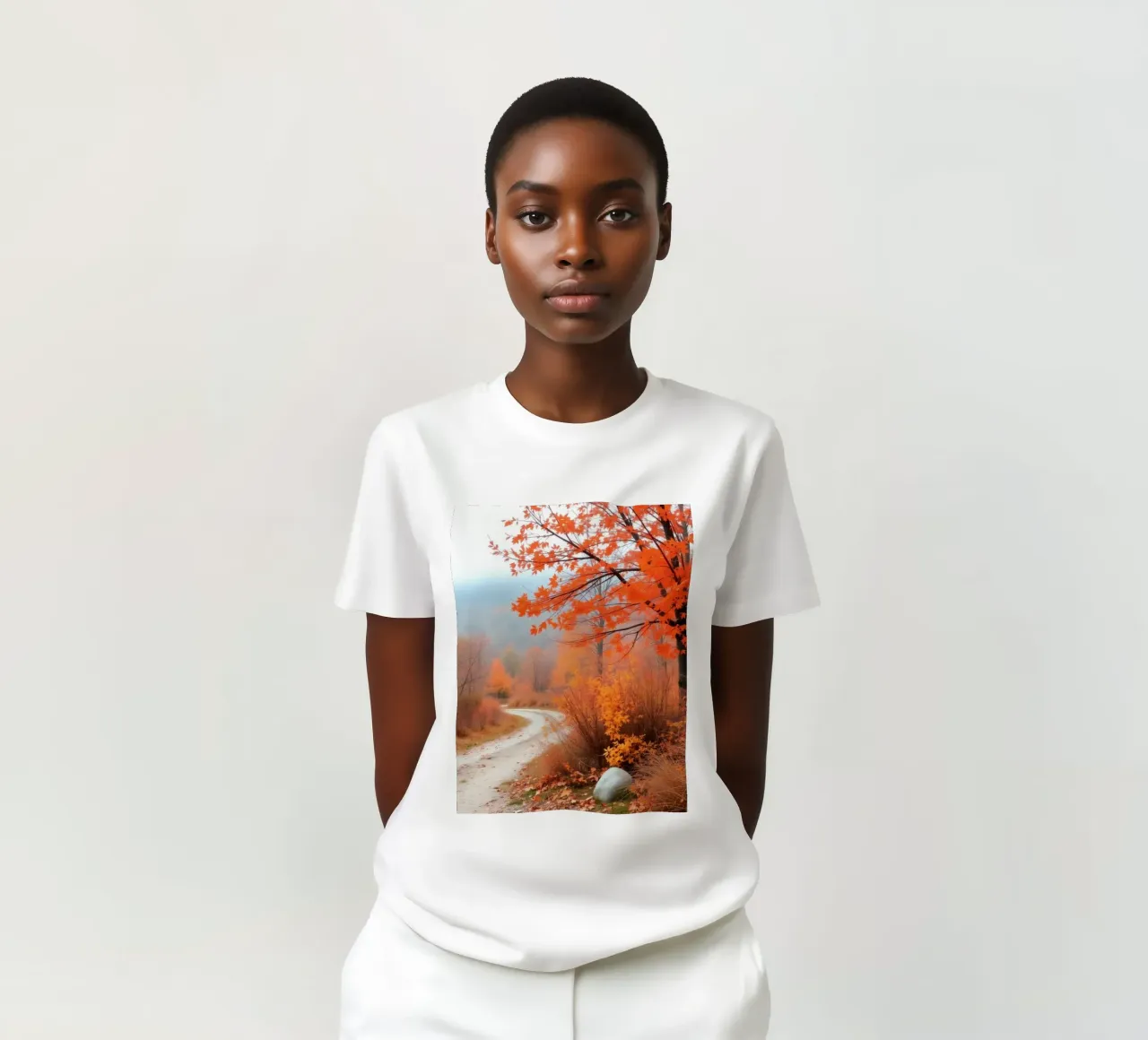 Paesaggio autunnale con foglie arancioni t-shirt da DesignDoodle