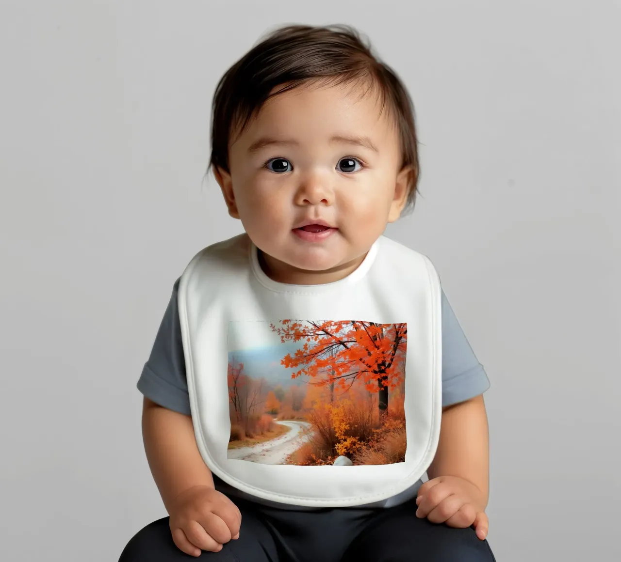 Paesaggio autunnale con foglie arancioni bavaglino da DesignDoodle