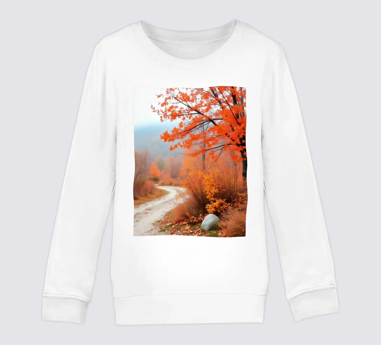paisaje otoñal con hojas anaranjadas sudadera para niño de DesignDoodle