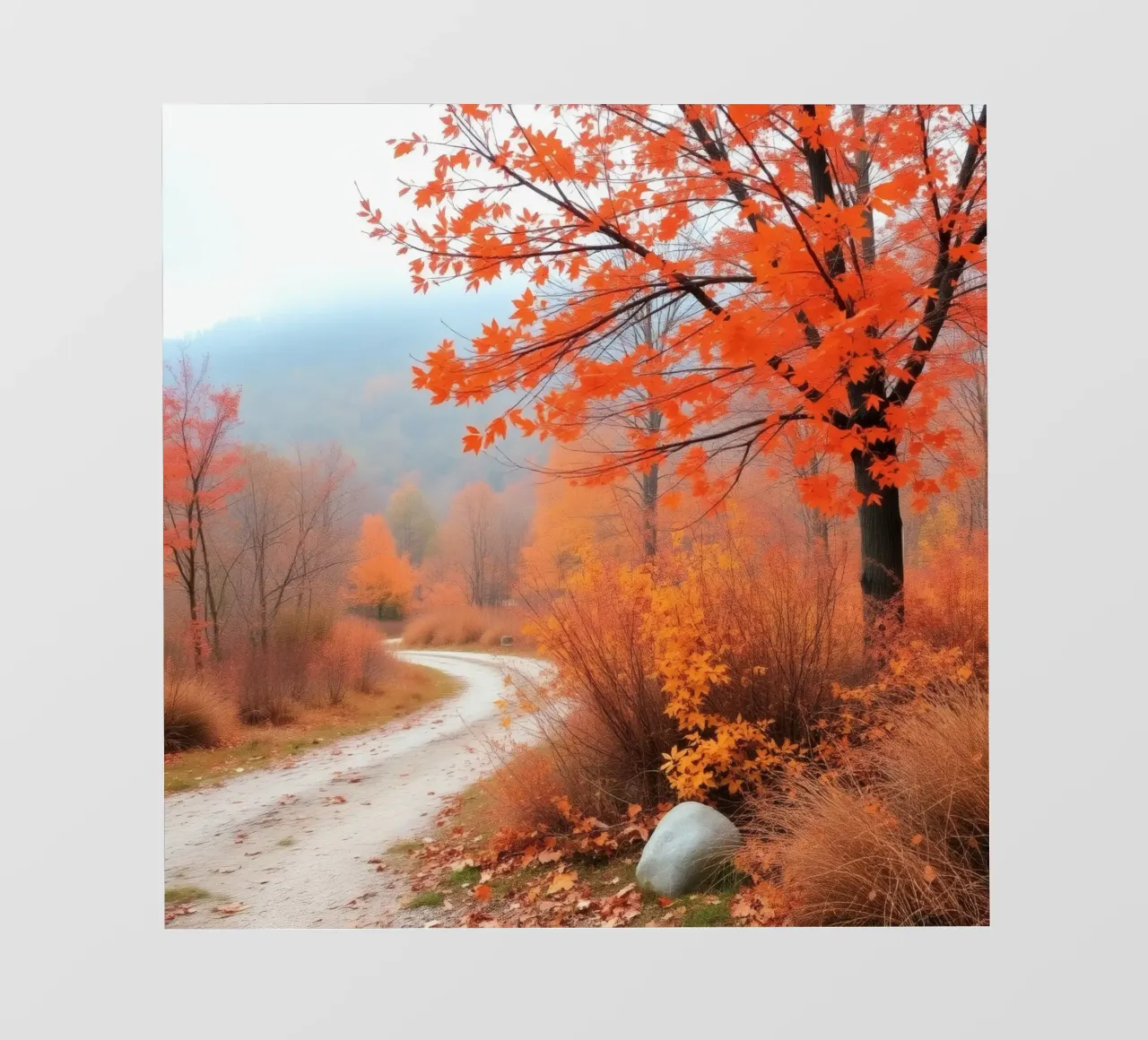 paysage d'automne avec des feuilles orangées papier peint photo de DesignDoodle