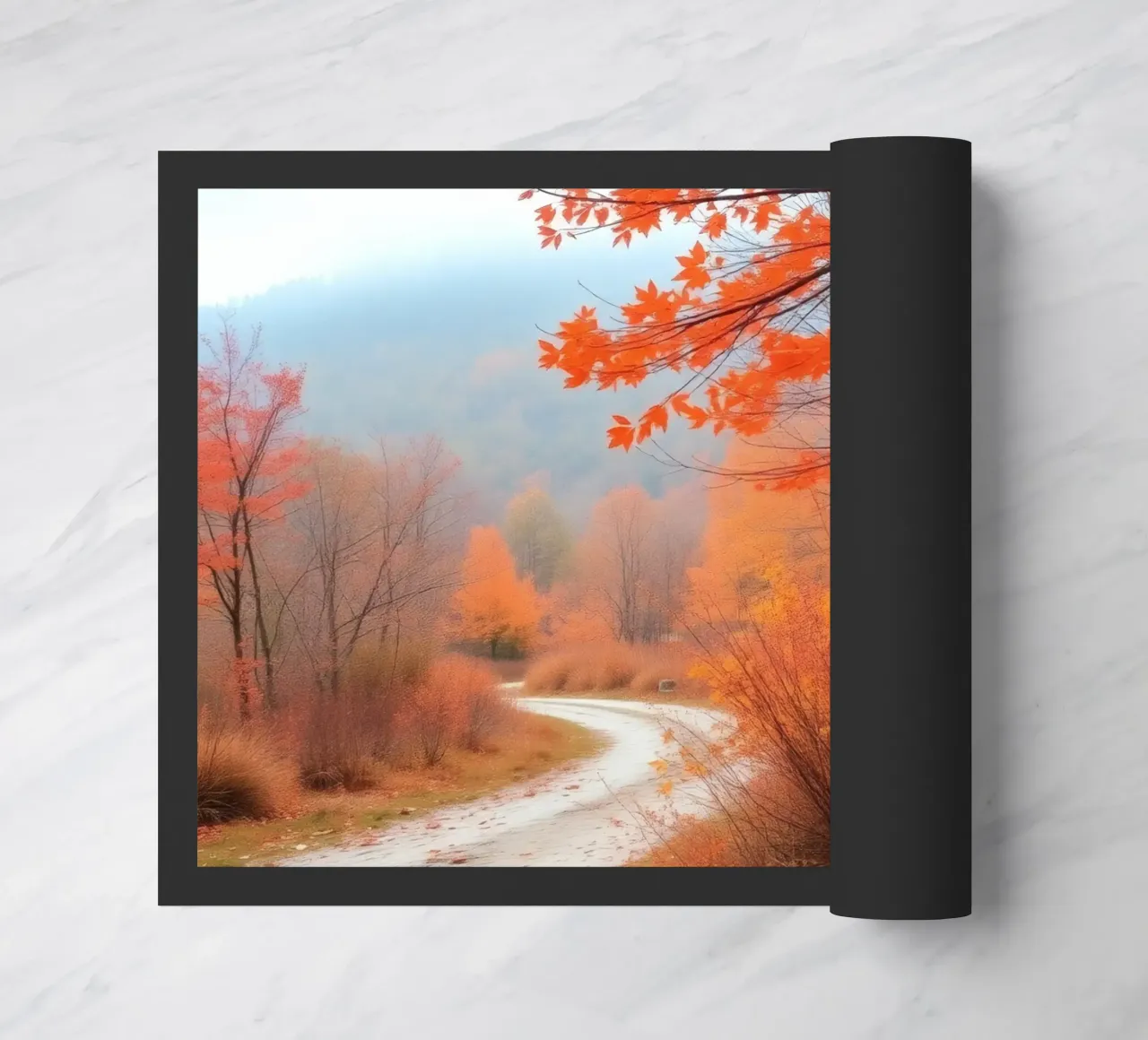 Paesaggio autunnale con foglie arancioni zerbino da DesignDoodle
