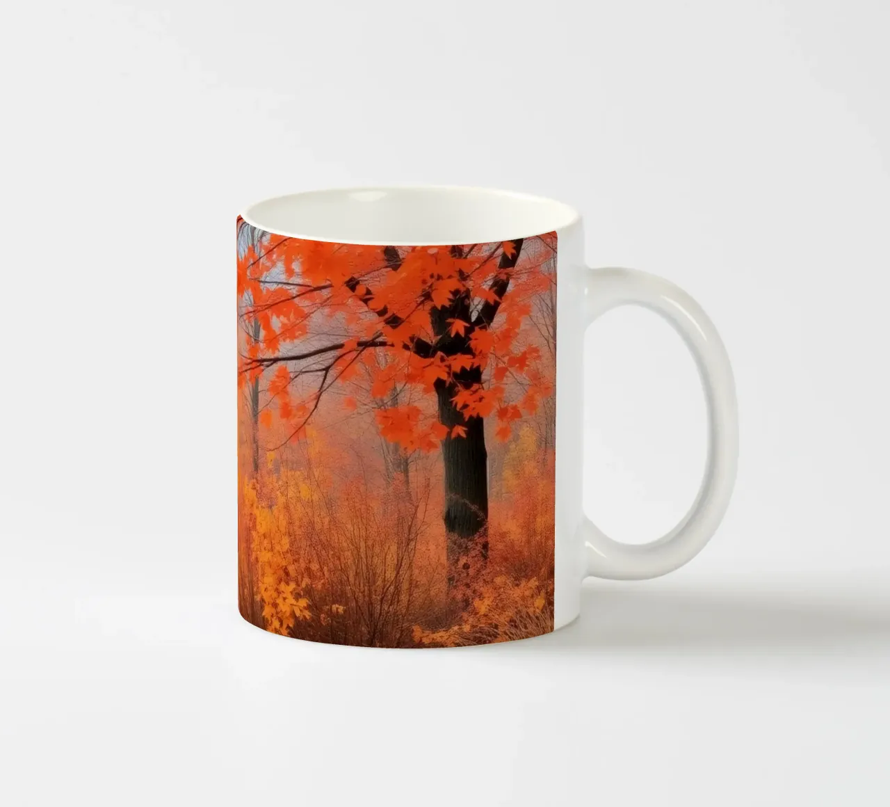 Paesaggio autunnale con foglie arancioni tazza in ceramica da DesignDoodle