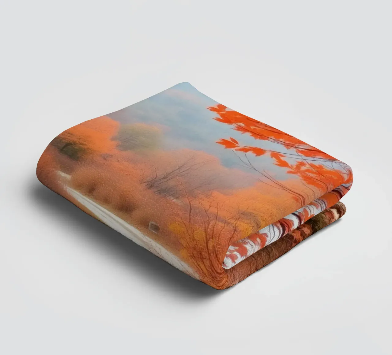 Paesaggio autunnale con foglie arancioni asciugamano da bagno da DesignDoodle