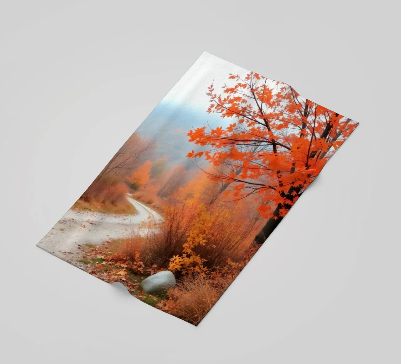 Paesaggio autunnale con foglie arancioni telo mare da DesignDoodle