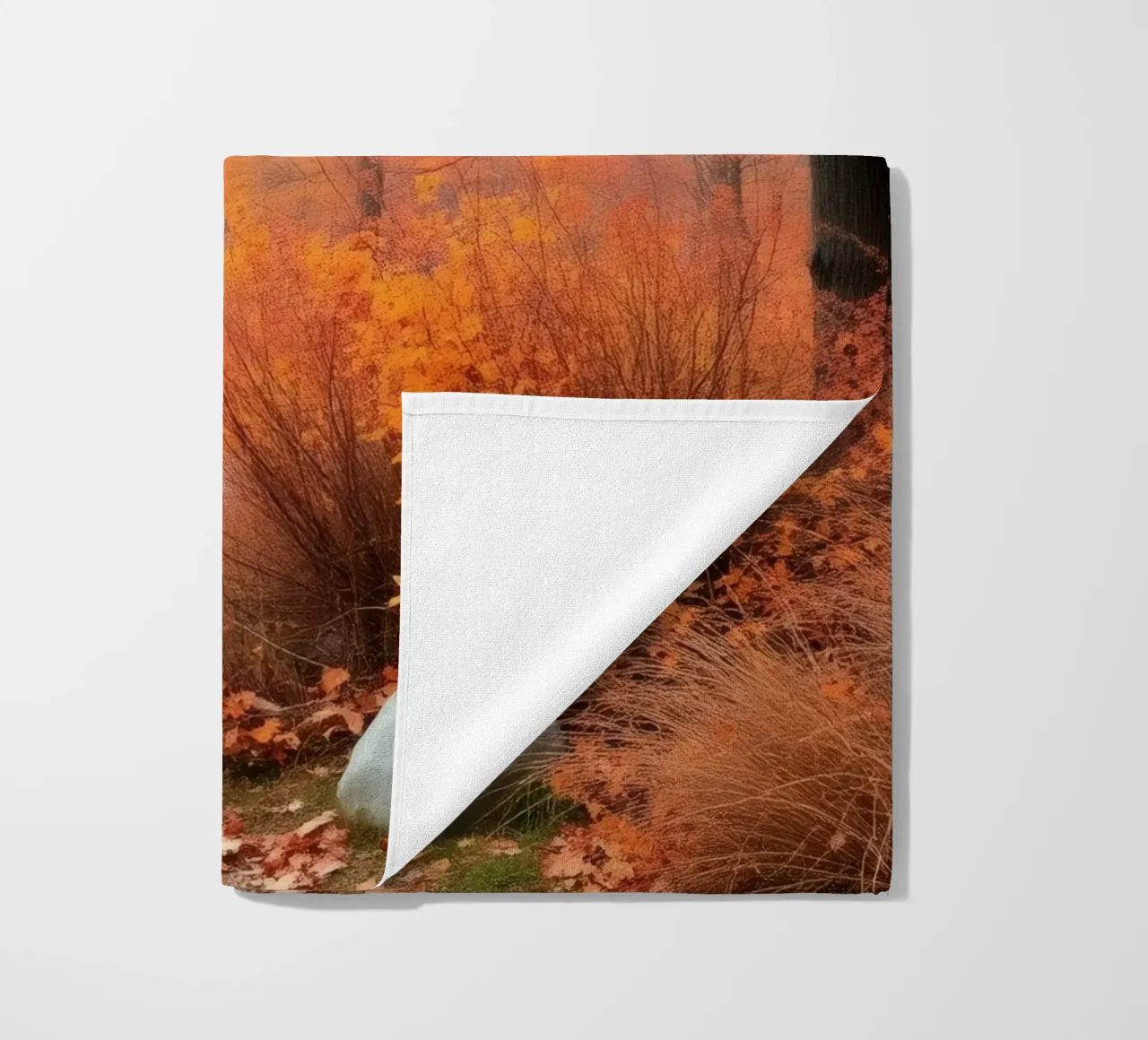 Paesaggio autunnale con foglie arancioni telo mare da DesignDoodle