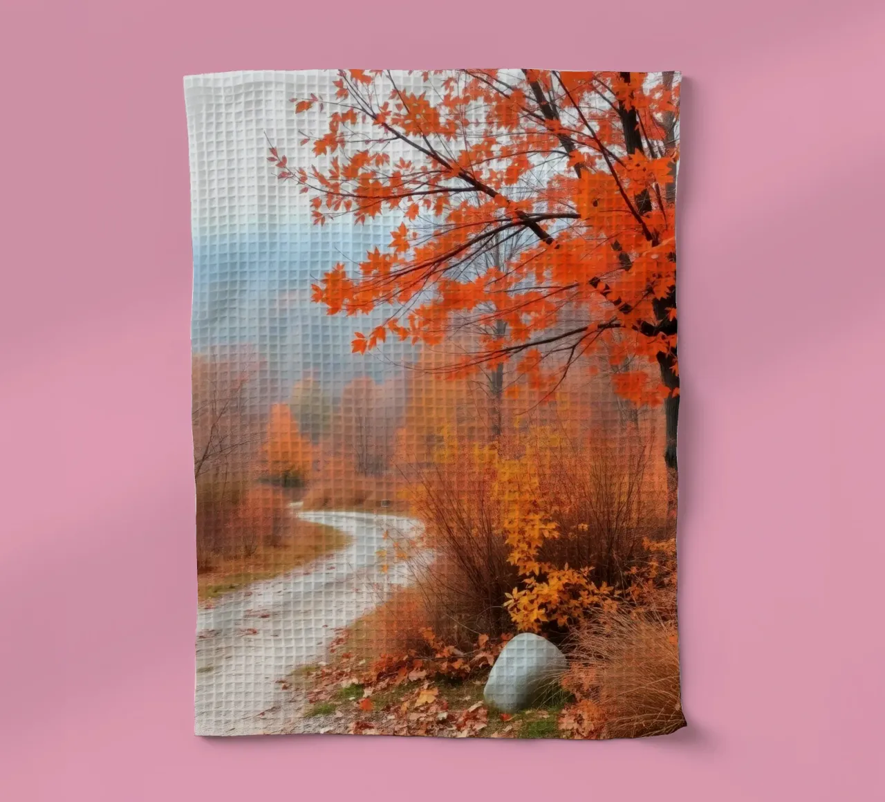 Paesaggio autunnale con foglie arancioni canovaccio da cucina da DesignDoodle
