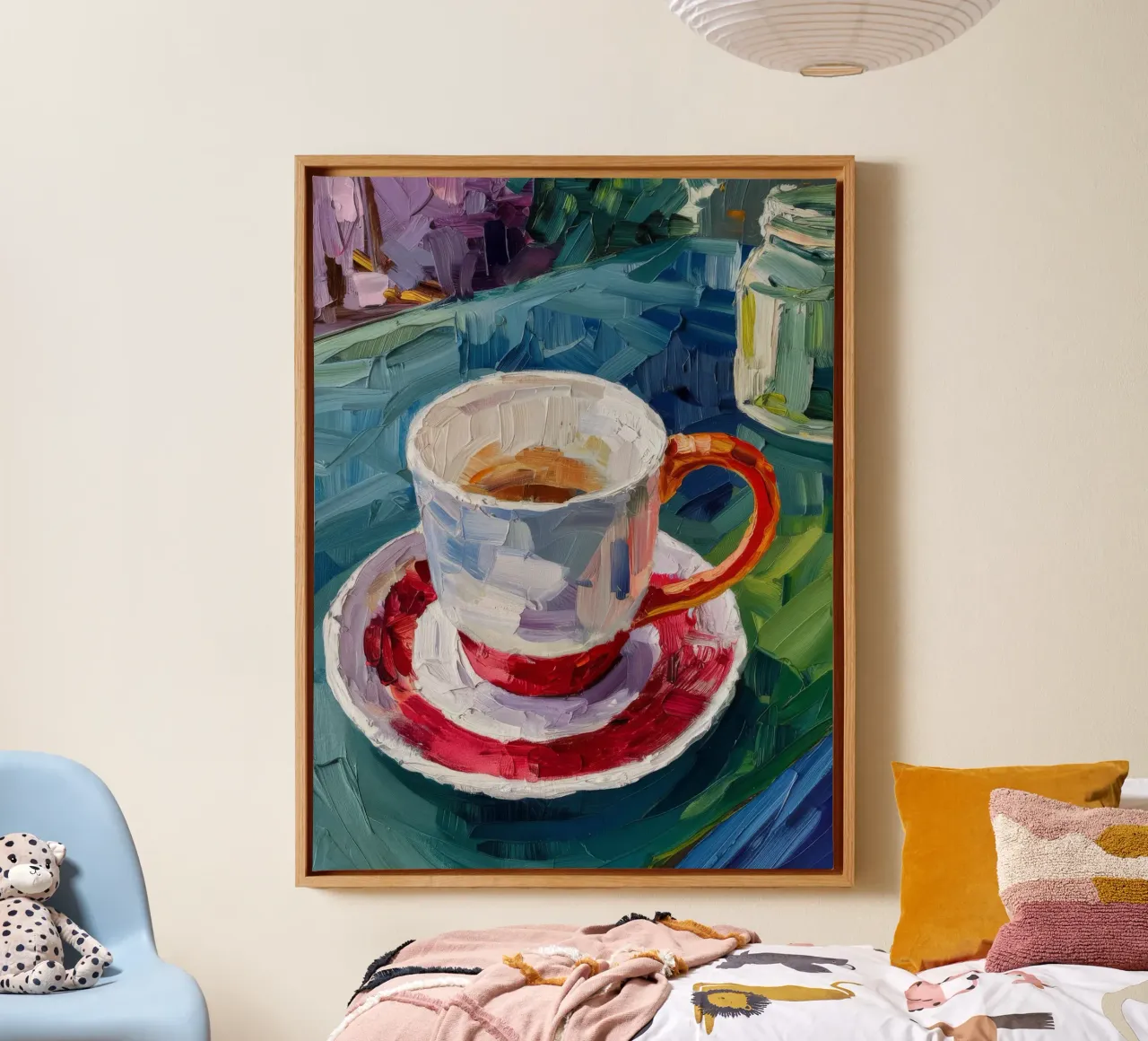 Cup of Reverie canvas with Floater frame by Mystic Grain