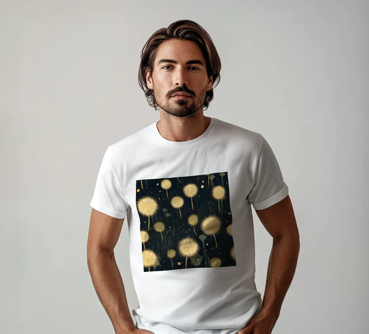Dente di leone di mezzanotte t-shirt da Botanical Pattern House