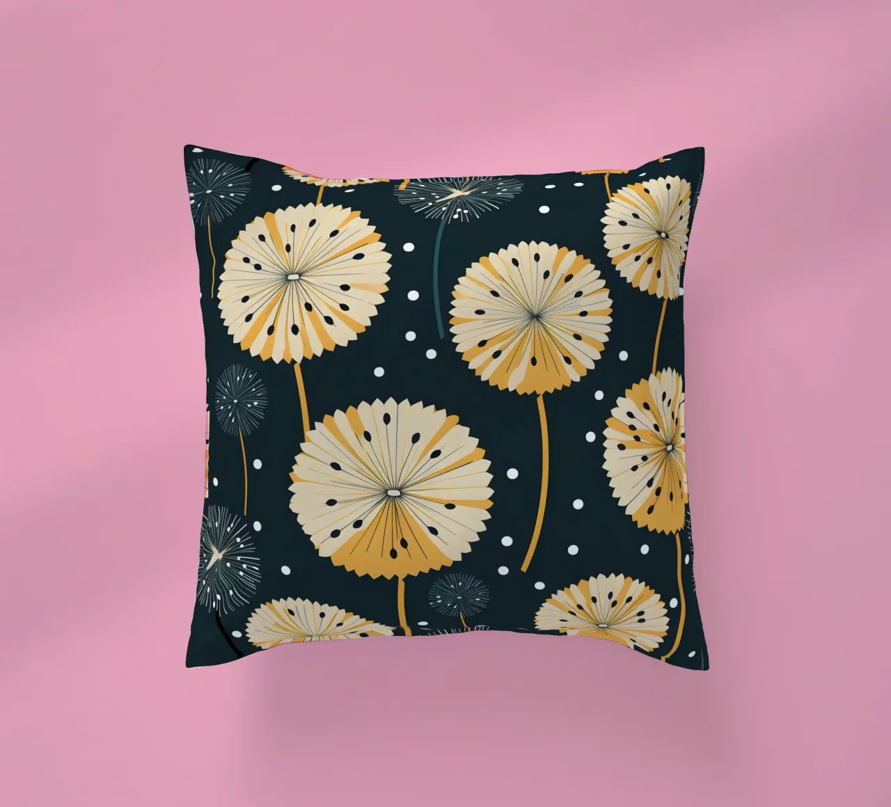 Midnight Dandelions decorative cushion by Botanical Pattern House