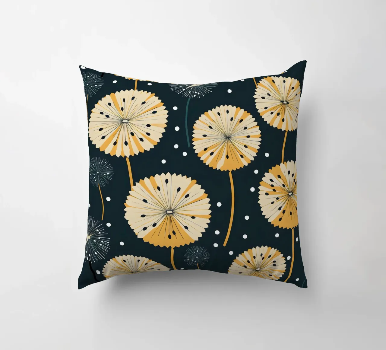 Midnight Dandelions decorative cushion by Botanical Pattern House