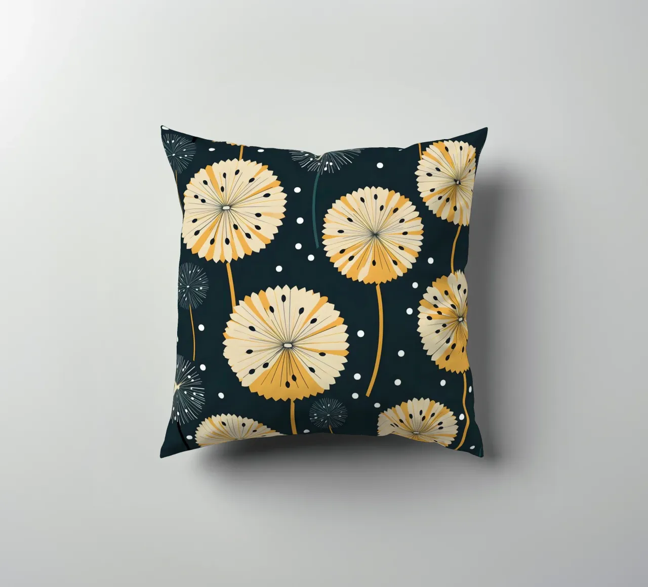 Midnight Dandelions decorative cushion by Botanical Pattern House
