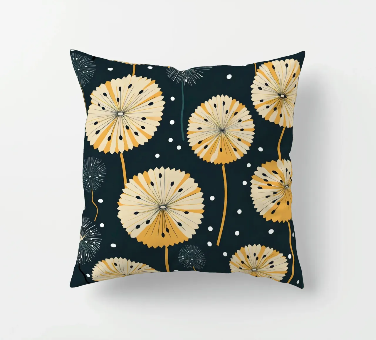 Midnight Dandelions decorative cushion by Botanical Pattern House