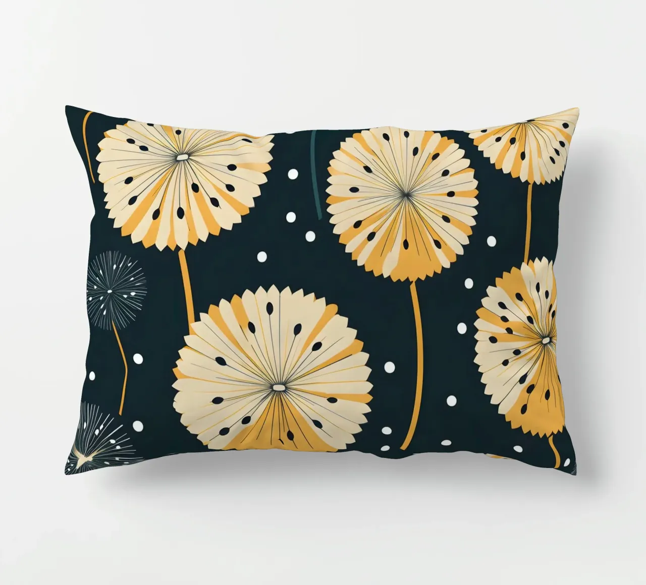 Midnight Dandelions decorative cushion by Botanical Pattern House