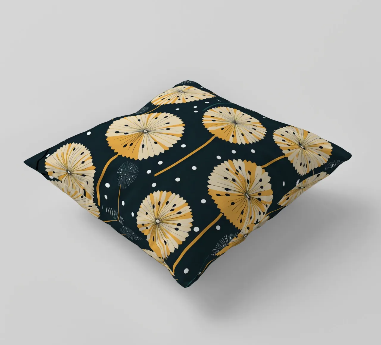 Midnight Dandelions decorative cushion by Botanical Pattern House