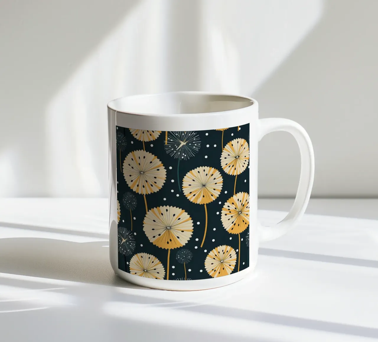 Dente di leone di mezzanotte tazza in ceramica da Botanical Pattern House