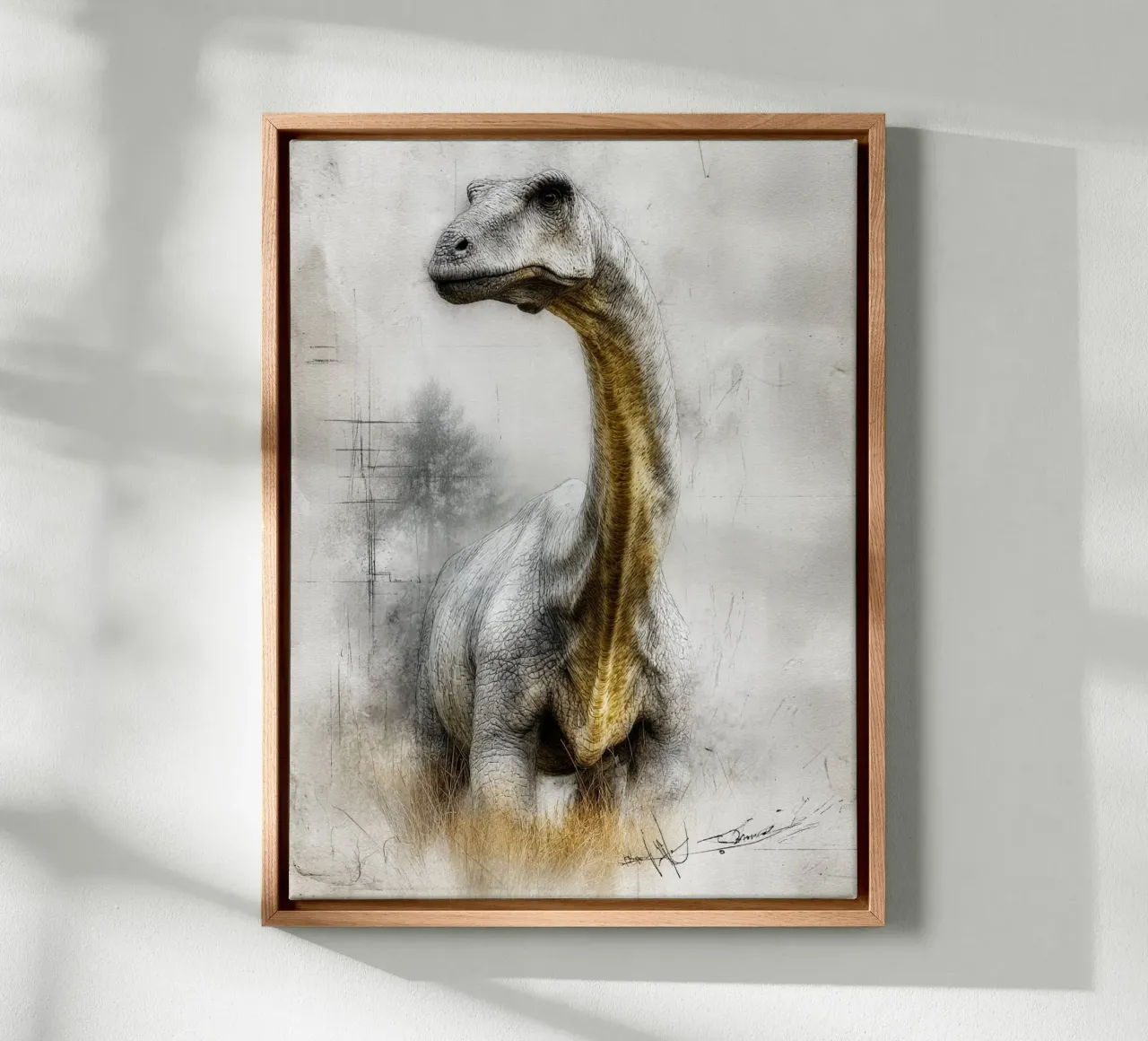 Dinosaur / Brachiosaurus canvas with Floater frame by Kinderherz