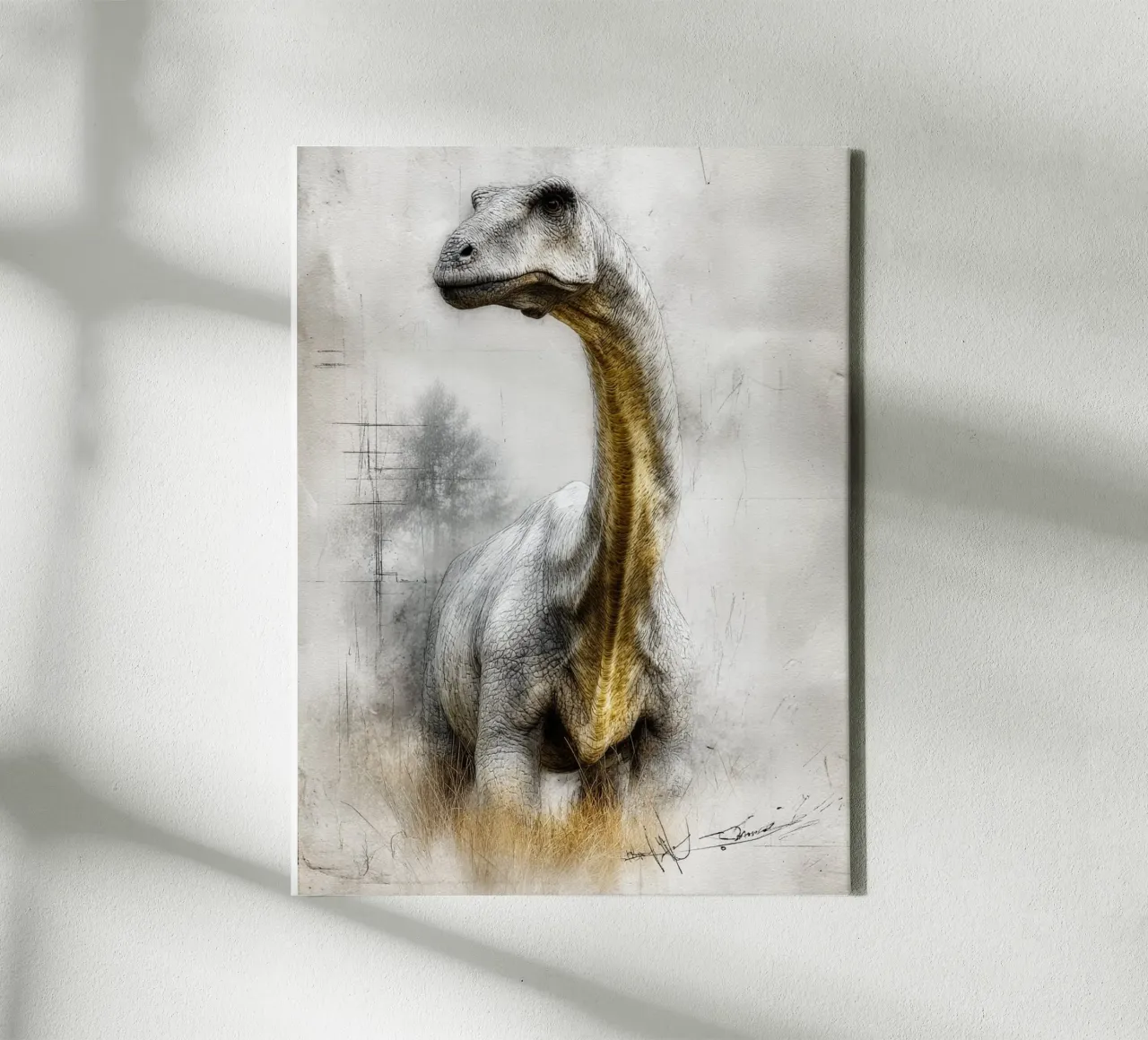 Dinosaur / Brachiosaurus canvas with Floater frame by Kinderherz