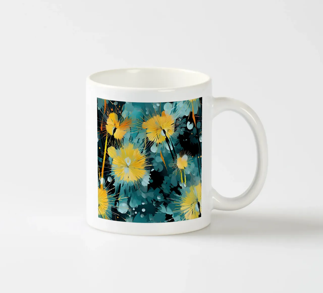 Moody Dandelions ceramic mug by Botanical Pattern House