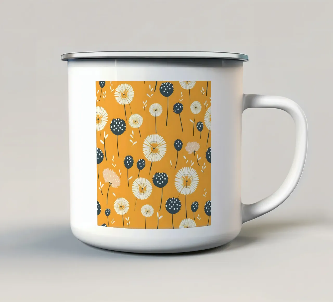 Dente di leone senape tazza in smalto da Botanical Pattern House