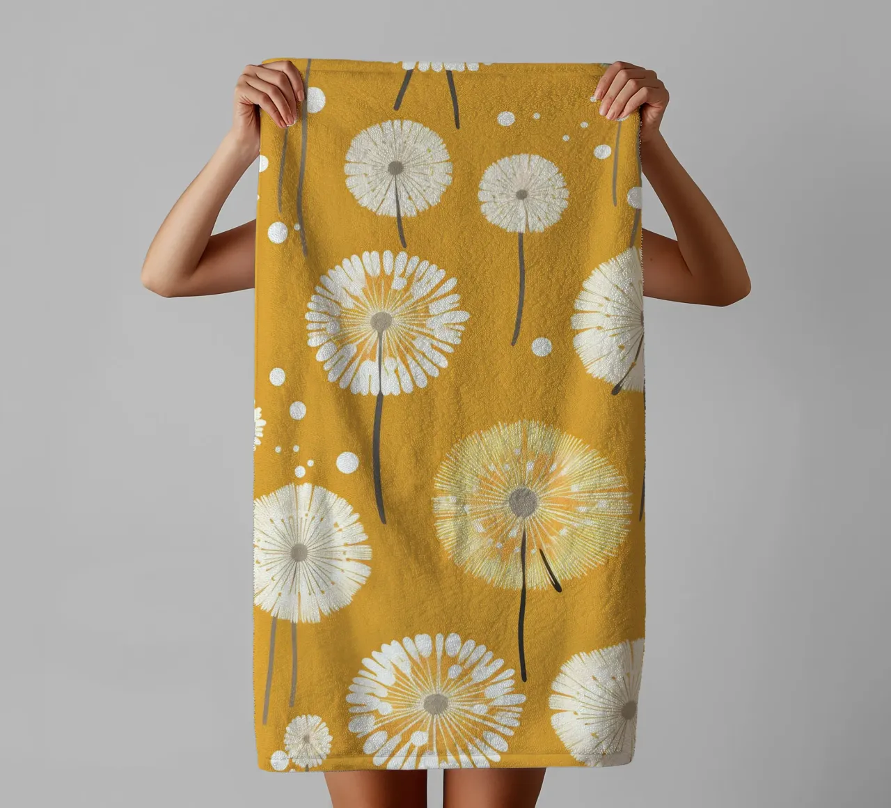Diente de león mostaza toalla de baño de Botanical Pattern House