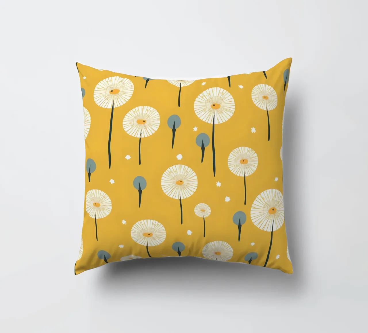 Dente di leone senape cuscino da Botanical Pattern House