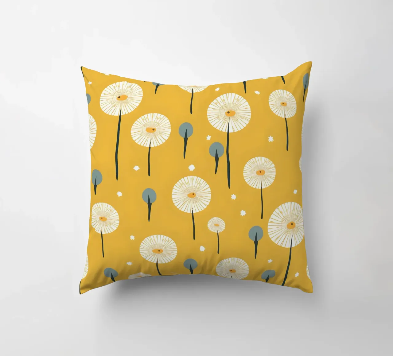 Dente di leone senape cuscino da Botanical Pattern House