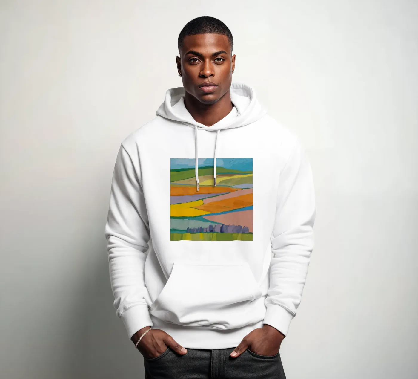 Patchwork Feldträume Hoodie von Mystic Grain
