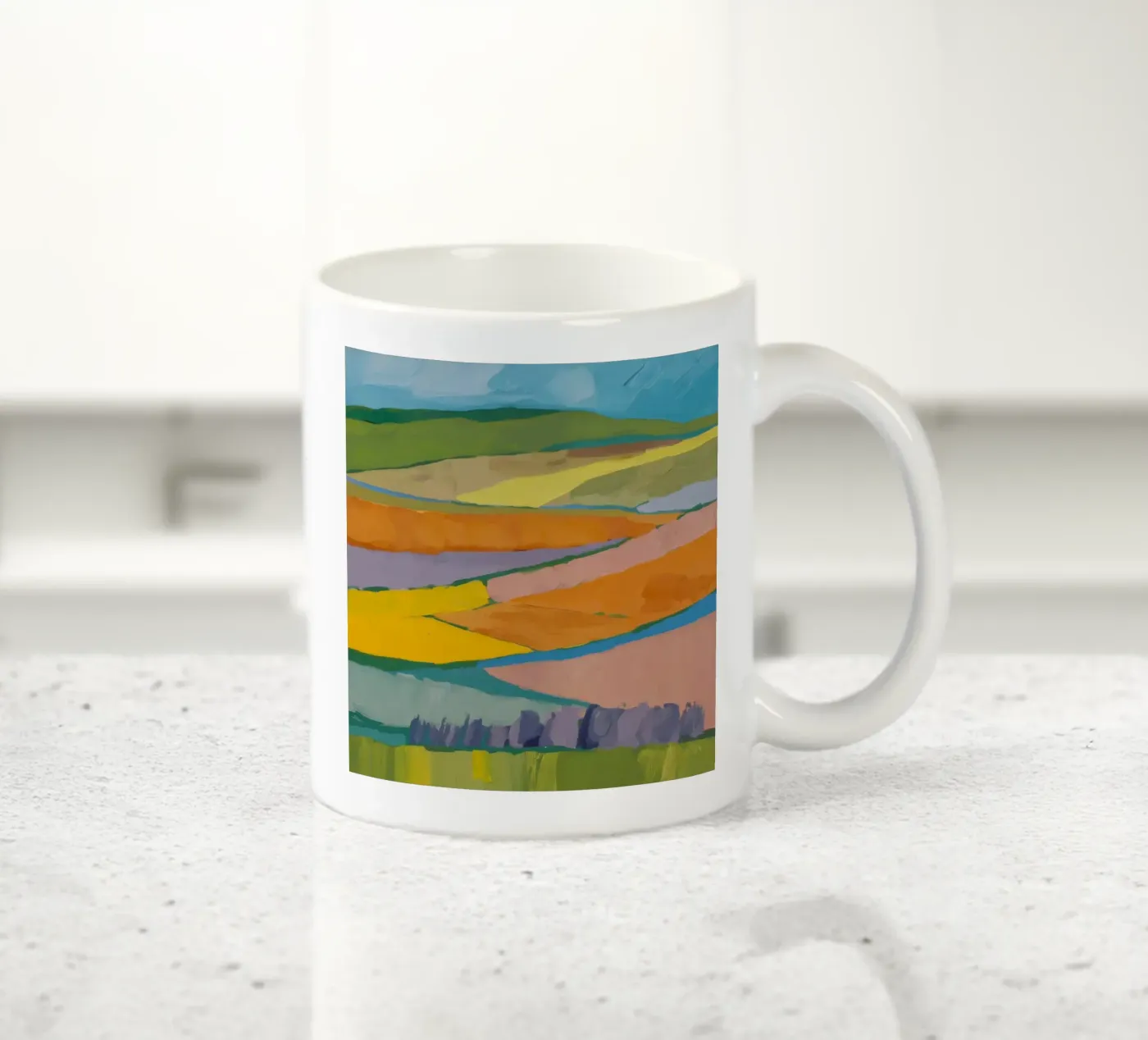 Patchwork Field Dreams ceramic mug by Mystic Grain